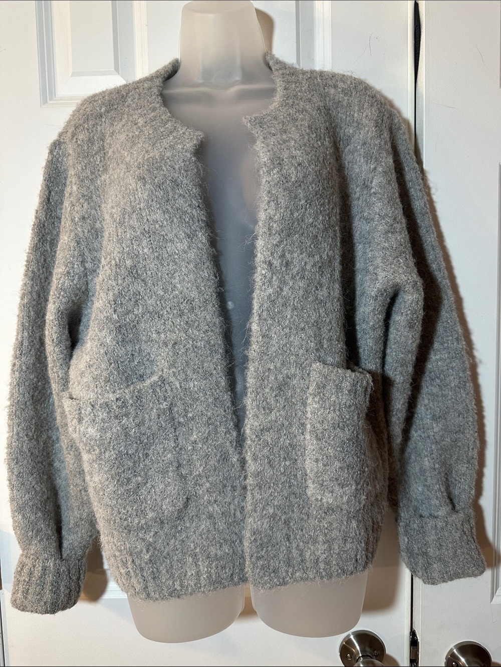 Worthington Heather Gray Fuzzy Open-Front Cardigan